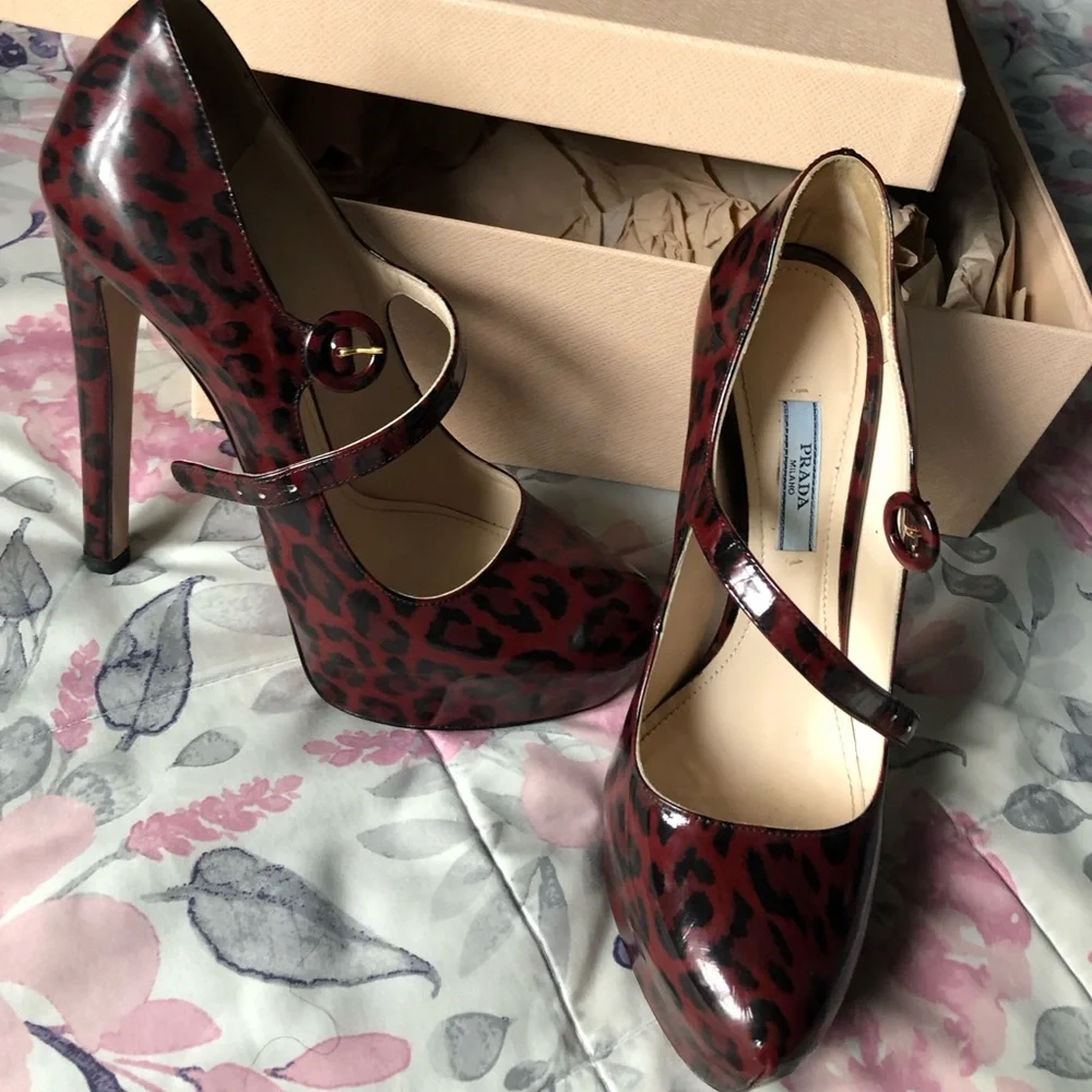 Prada Mary Jane Leopard Pumps - Picture 1 of 8